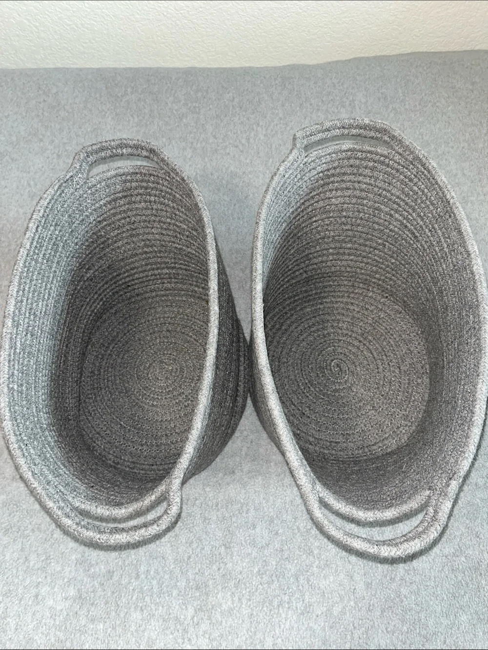 Round Yarn Basket Bundle Lot Gray Cottagecore Container Boho Bins